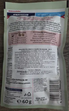 Dein Bestes Zahnpflege-Snack reich an Huhn, kuřecí pro péči o zuby, pamlsek, 60 g
