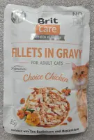 Brit Care Cat Fillets in Gravy Choice Chicken, kuřecí filety v omáčce, kapsička, 85 g
