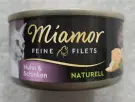 Miamor Feine Filets Naturell Huhn & Schinken, kuře se šunkou ve filetech, konzerva, 80 g