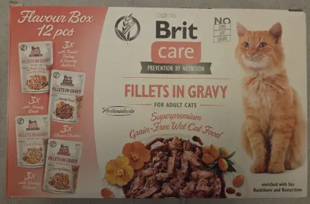 Brit Care Cat Flavour Box Fillets in Gravy, filety v omáčce, kapsičky, 12× 85 g