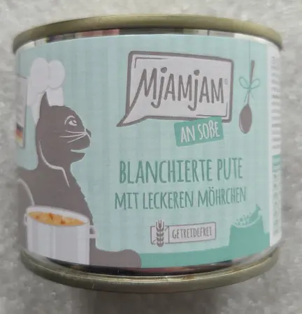 MjAMjAM Blanchierte Pute mit leckeren Möhrchen an Soße, blanšírovaná krůta s mrkví v omáčce, konzerva, 185 g