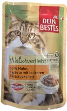 Dein Bestes Naturverliebt 60 % Huhn, Pastete mit leckeren Filetstückchen, kuřecí paštika s kousky filet, kapsička, 85 g