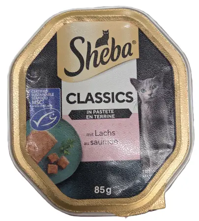 Sheba Classics in Pastete mit Lachs, lososová paštika, vanička, 85 g