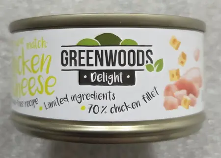 Greenwoods Delight Chicken & Cheese, kuřecí filet se sýrem ve vývaru, konzerva, 70 g