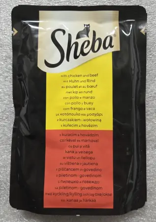 Sheba s kuřecím a hovězím, kapsička, 85 g
