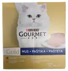 GOURMET GOLD multipack paštiky s hovězím, játry, tuňákem a krůtou, konzervy, 8× 85 g