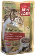 Dein Bestes Naturverliebt 60 % Rind, Pastete mit leckeren Fleischstückchen, hovězí paštika s kousky masa, kapsička, 85 g